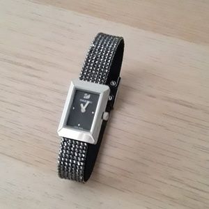 Swarovski watch, crystal mesh strap, black